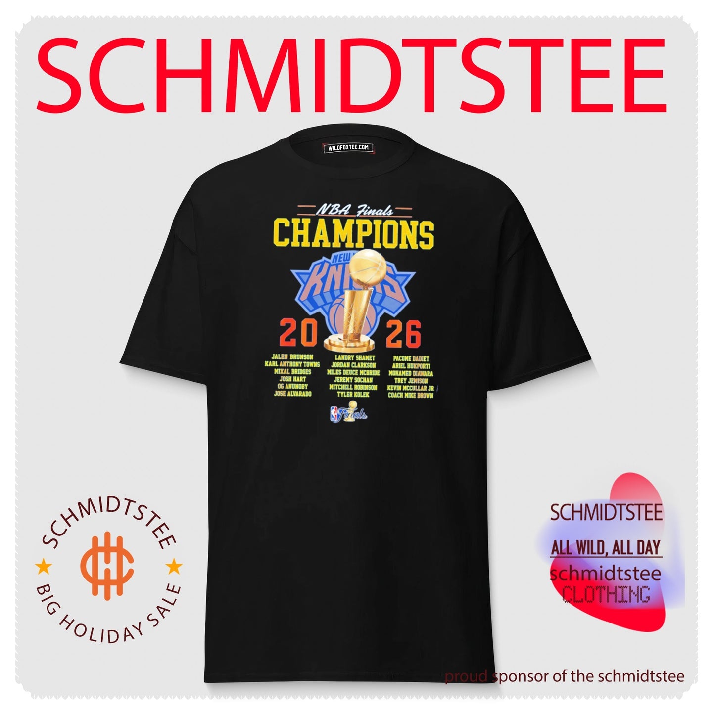 2025-2026 NBA Finals Champions New York Knicks name player T-shirt