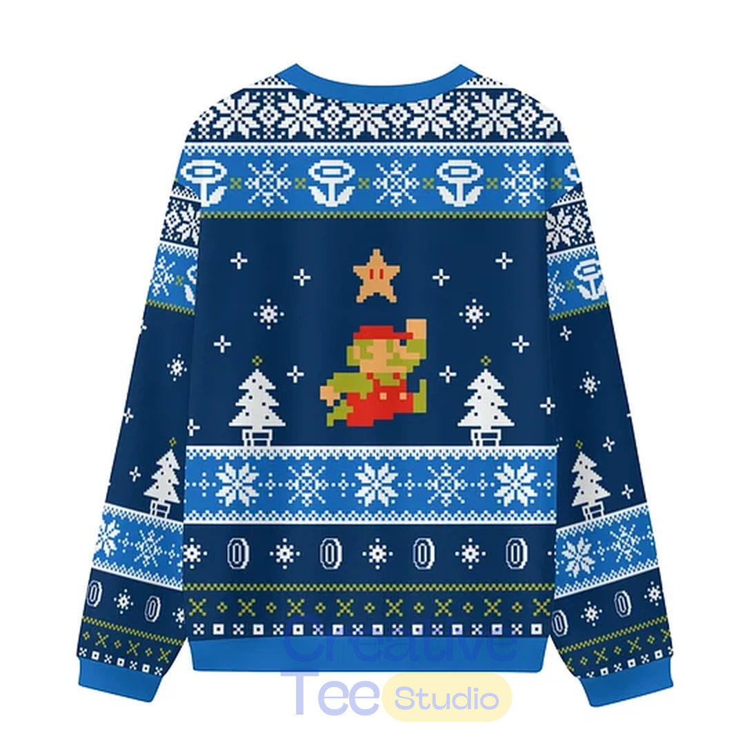 Super Mario Pixel Christmas Ugly Sweater
