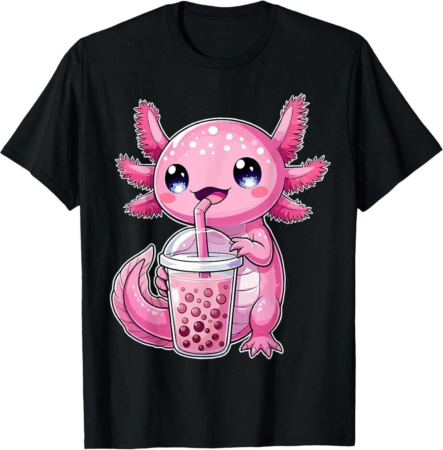 Bobalotl Kawaii Axolotl Drinking Boba Tea