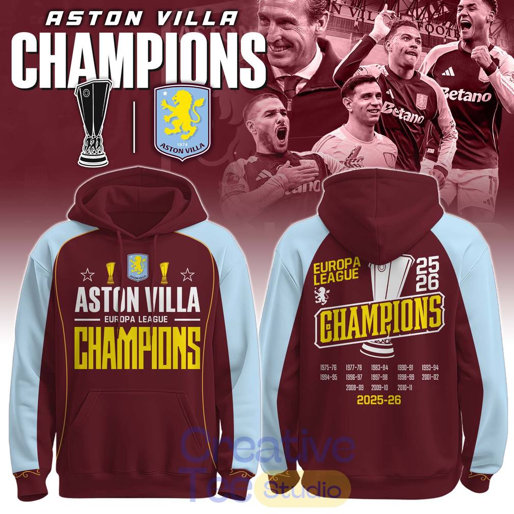 Aston Villa Europa League Champions 2025-26 Hoodie