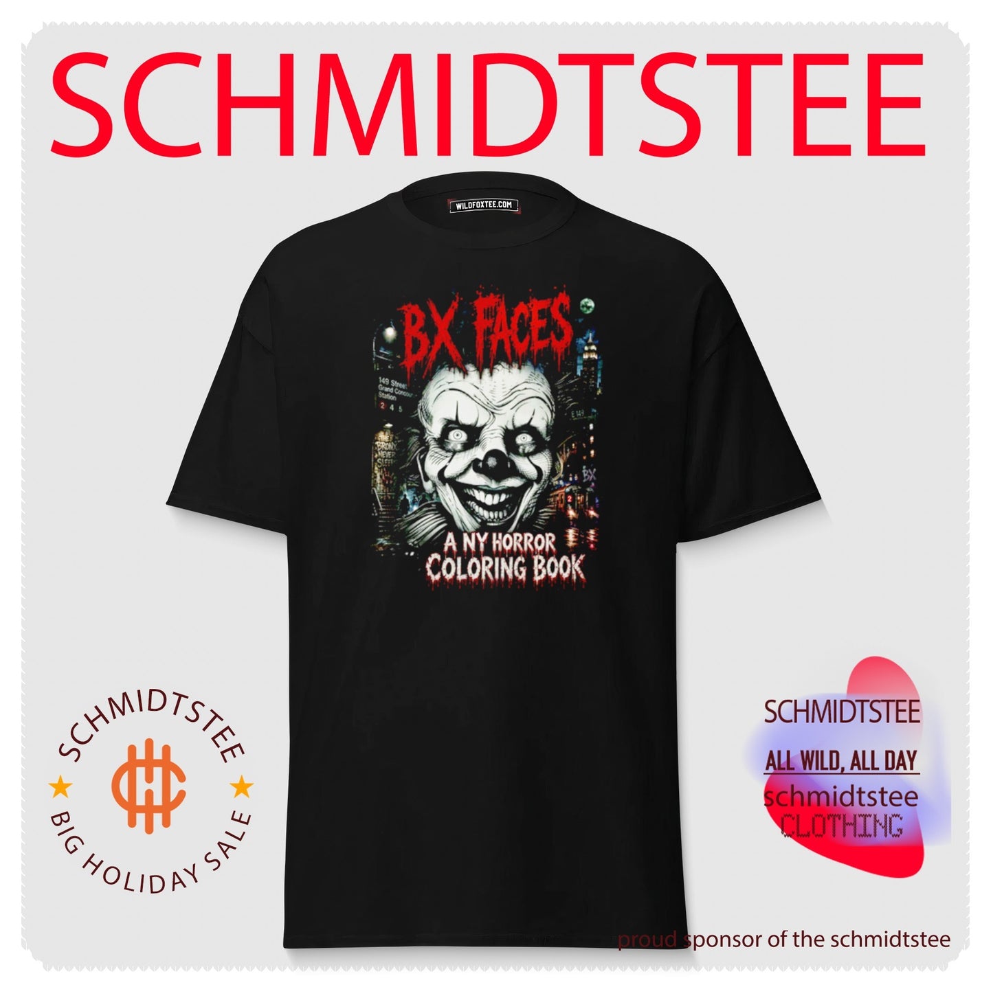 Bx Faces creepy clown illustration shirt