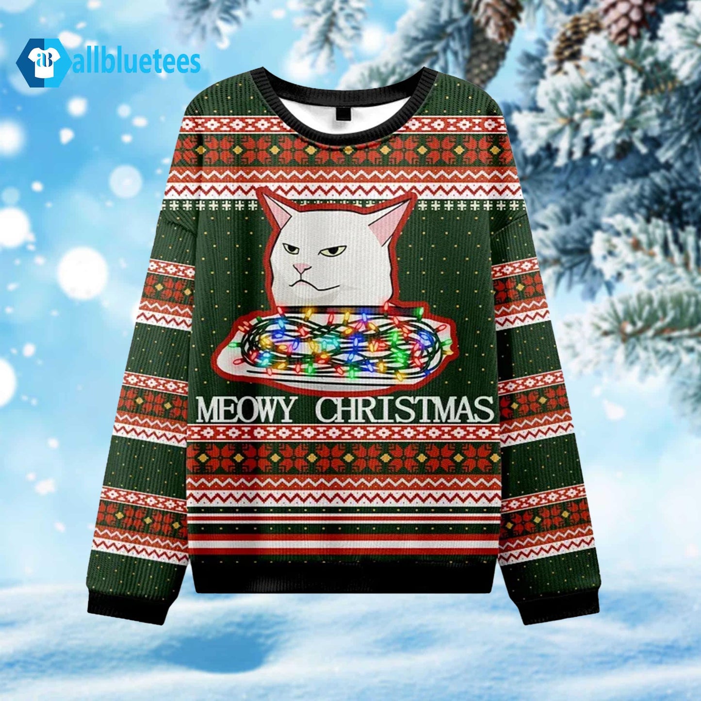 Cat Stop Eating The Tinsel Ugly Christmas Sweater