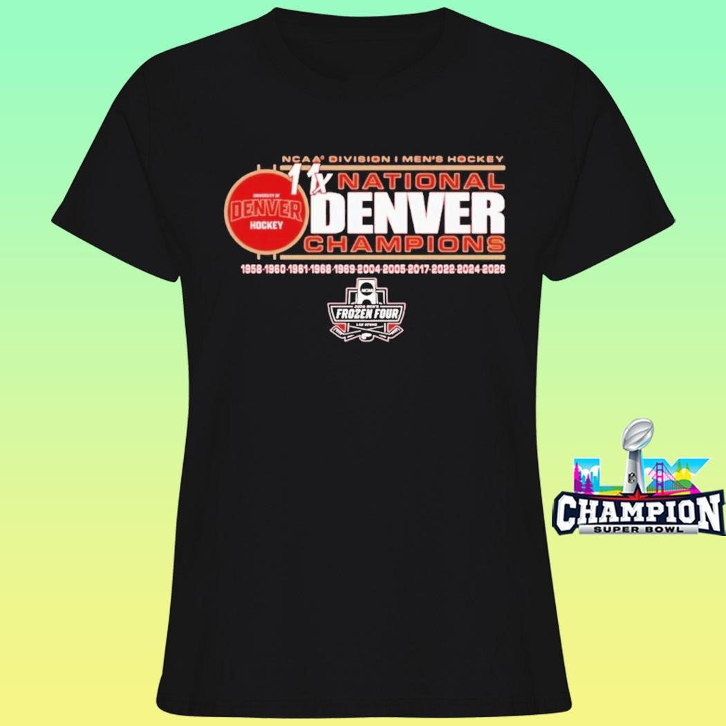 Denver Pioneers 11time Ncaa Frozen Four Men’s Ice Hockey National Champions Shirt