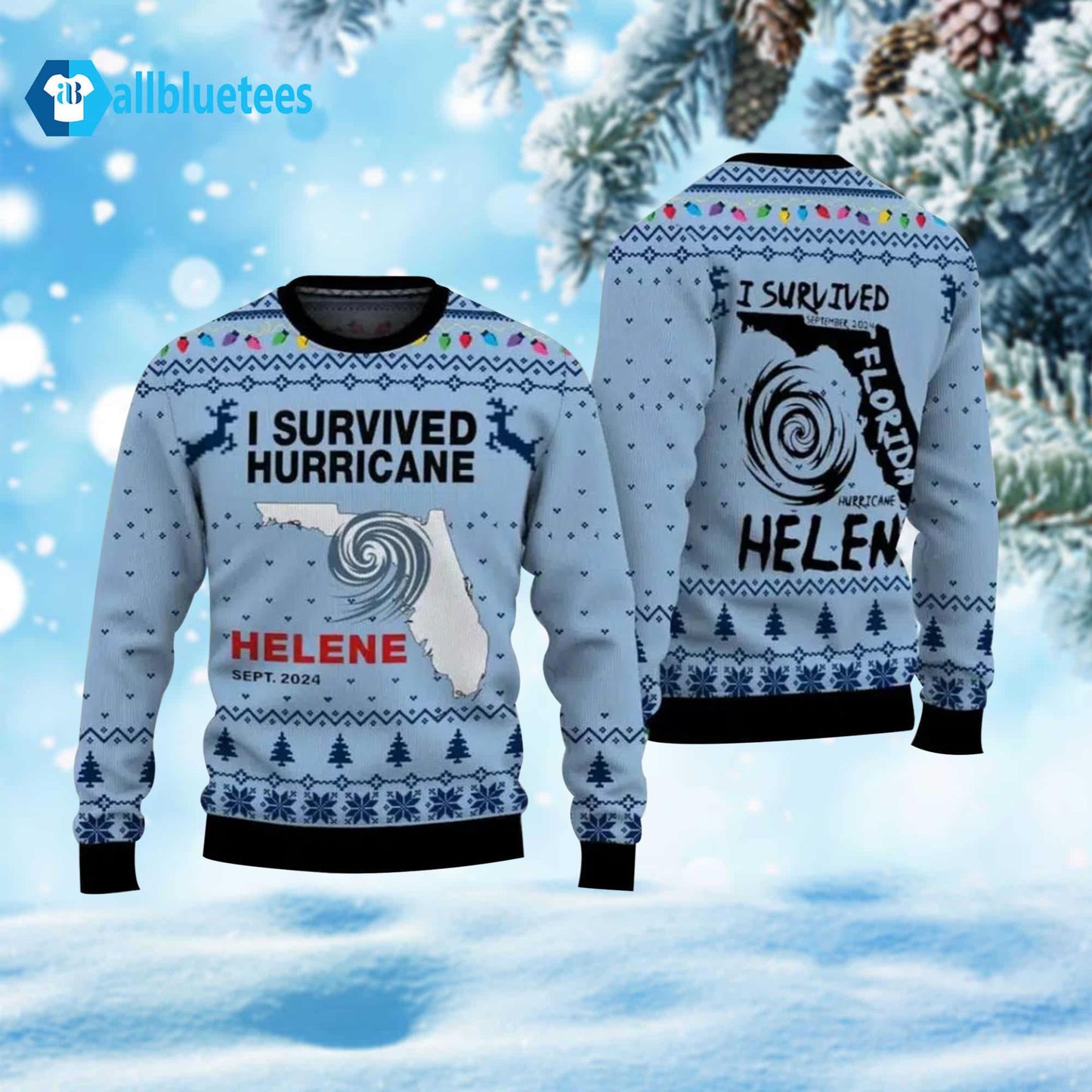 I Survived Hurricane Helene 2024 Ugly Christmas Sweater