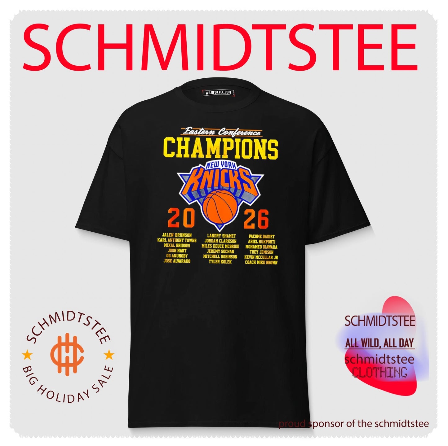 New York Knicks 2026 Eastern Conference Champions player names shirt