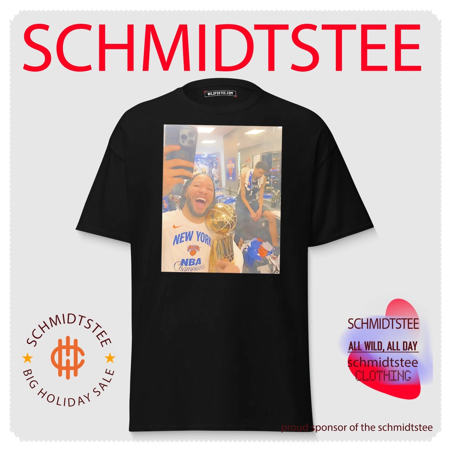New York Knicks Jalen Brunson celebrating championship win funny selfie shirt