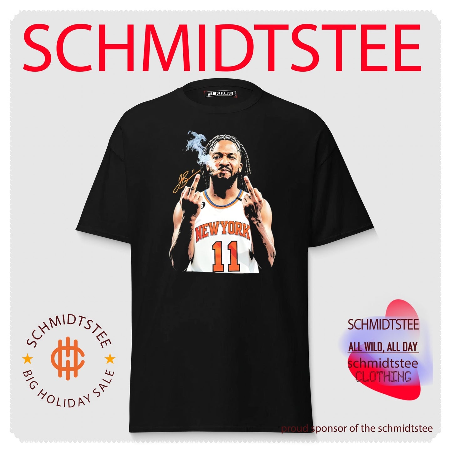 New York Knicks Jalen Brunson smoking cigar middle finger shirt