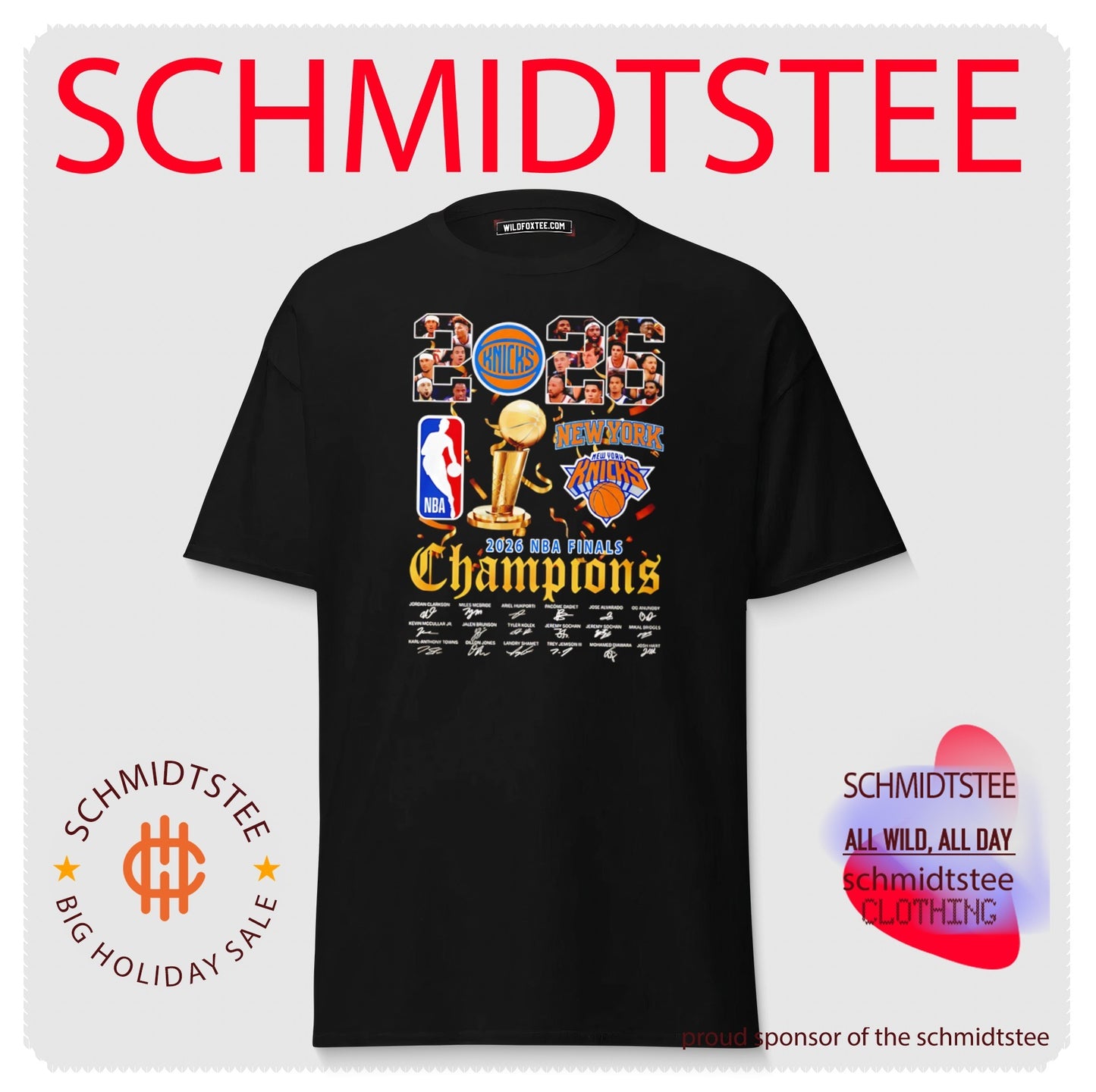 New York Knicks NBA World Champions 2026 signatures logo shirt