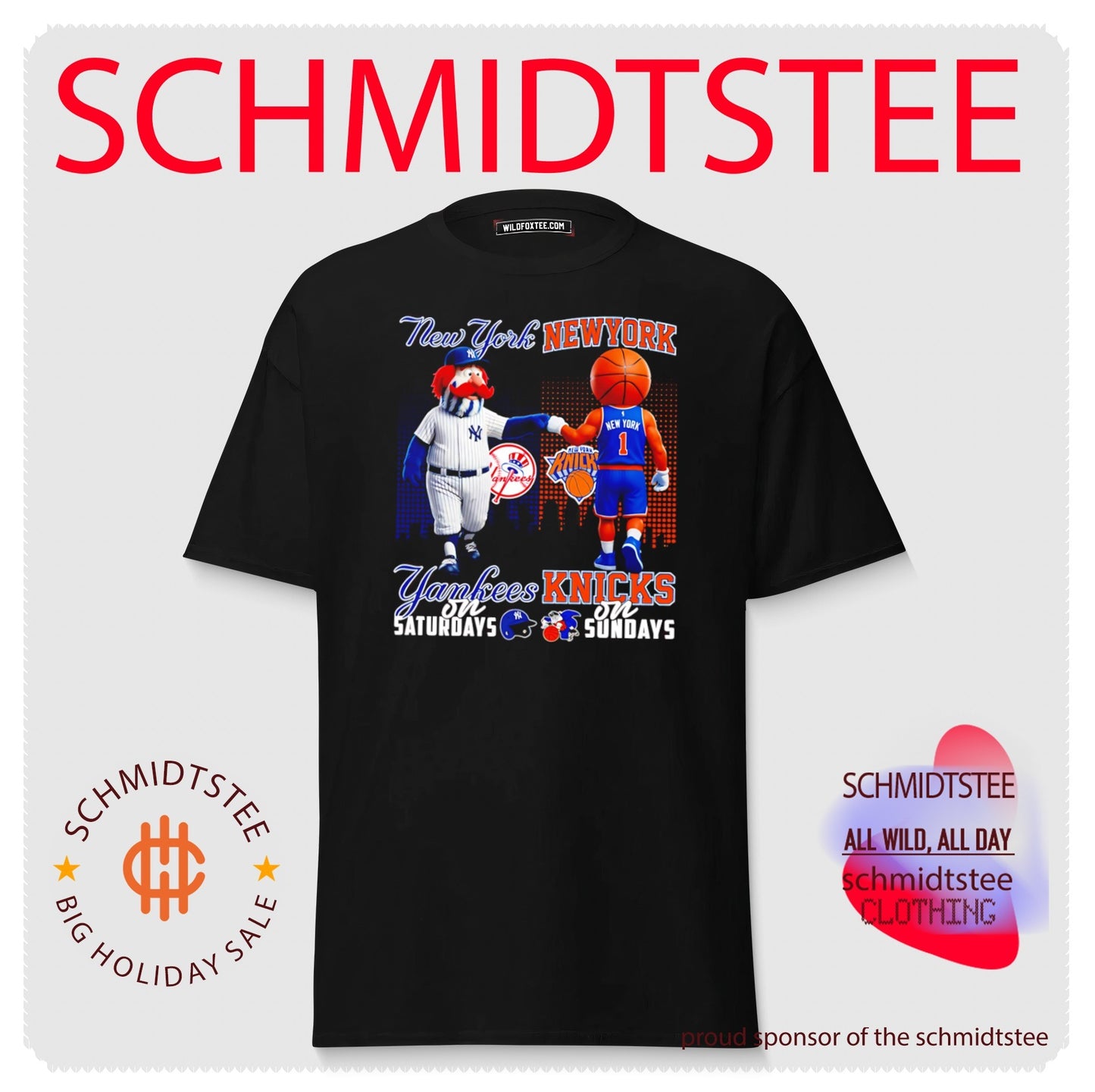 New York Yankees on Saturdays Vs New York Knicks on Sundays mascot skyline shirt