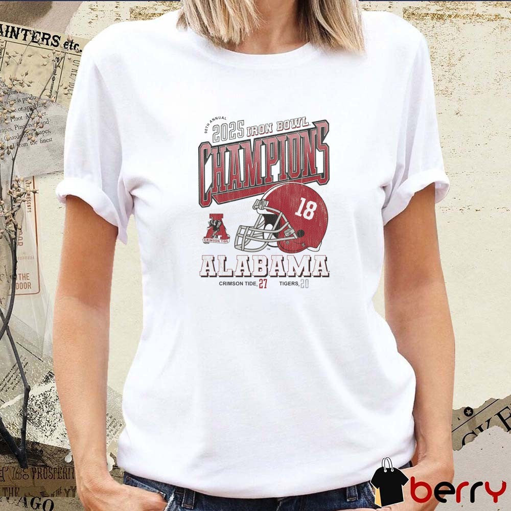 Alabama Crimson Tide Vs Tigers 27 – 20 90th Annual 2025 Iron Bowl Helmet t-shirt