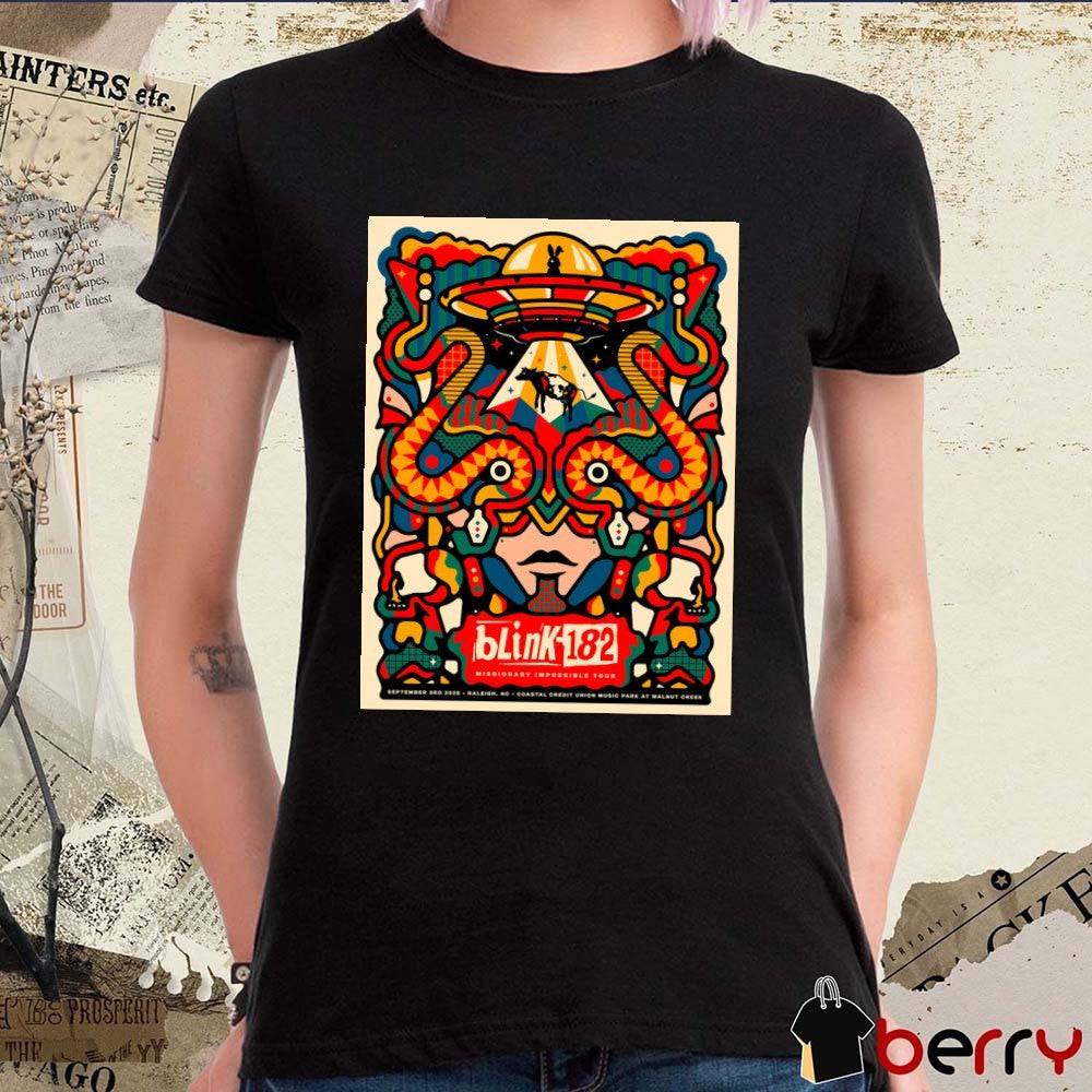 Blink-182 Missionary Impossible Tour September 3rd 2025 Raleigh NC Coastal Credit Union Music Park at Walnut Creek Poster t-shirt