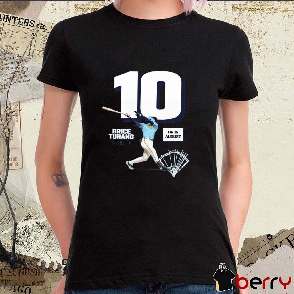 Brice Turang Milwaukee Brewers 10 Home Runs In August T-2 in NL t-shirt