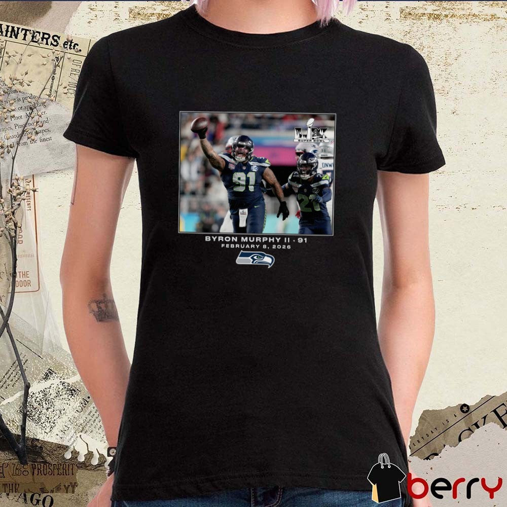 Byron Murphy II Seattle Seahawks NFL Flash Features Super Bowl LX February 8 2026 t-shirt