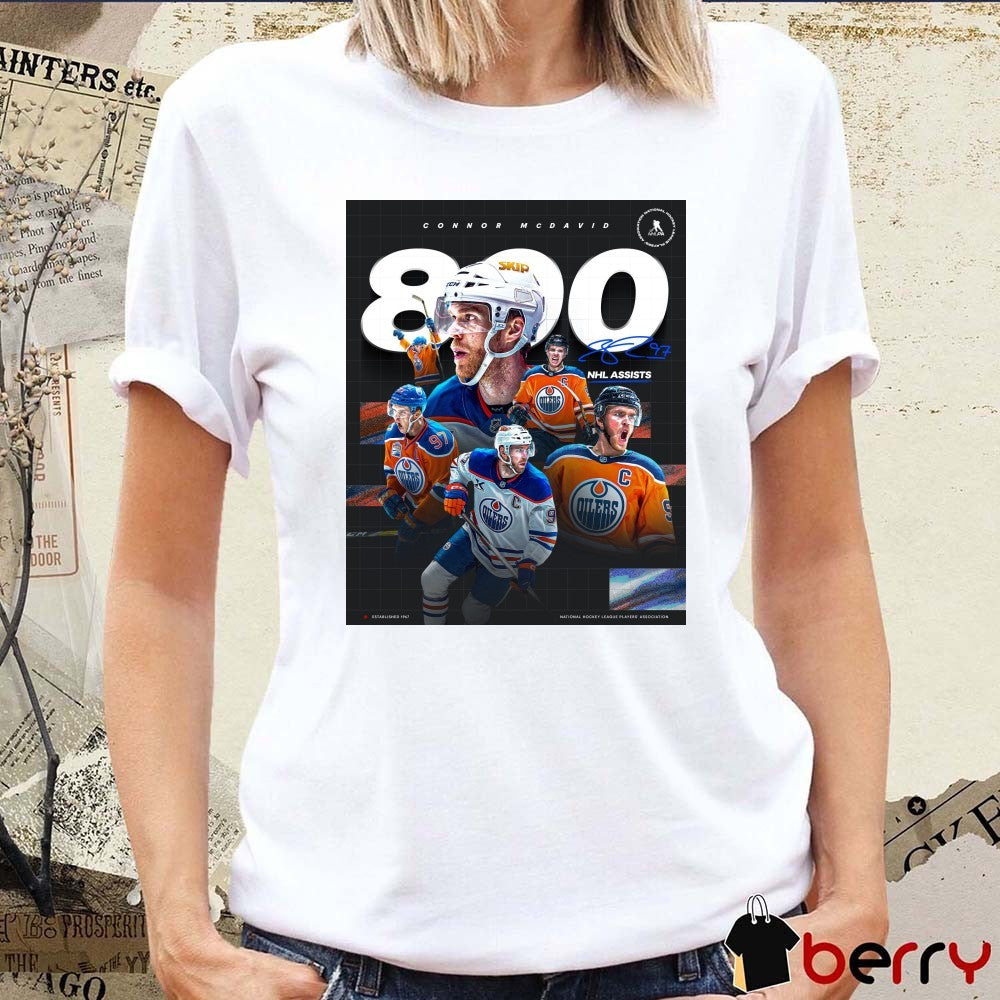 Connor David Edmonton Oilers 800 NHL Assists Signature Poster t-shirt