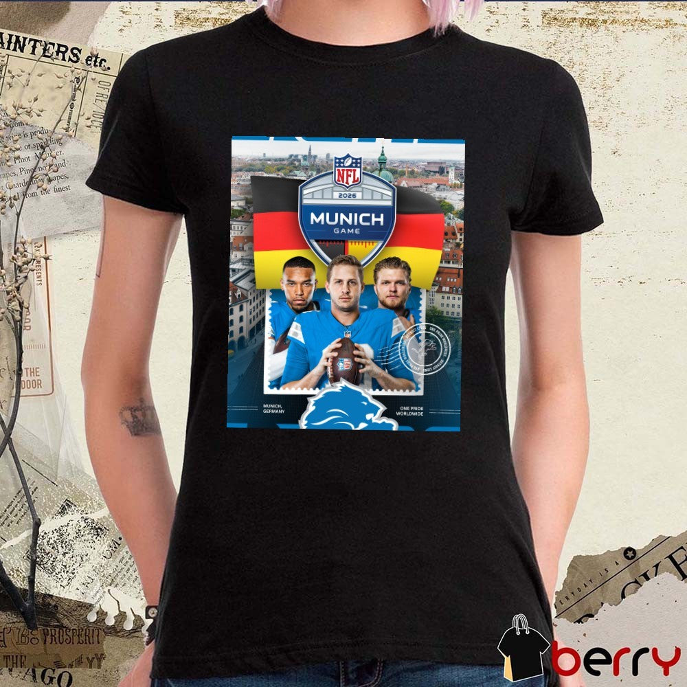 Detroit Lions NFL 2026 Munich Game Munich Germany One Pride Worldwide Poster t-shirt
