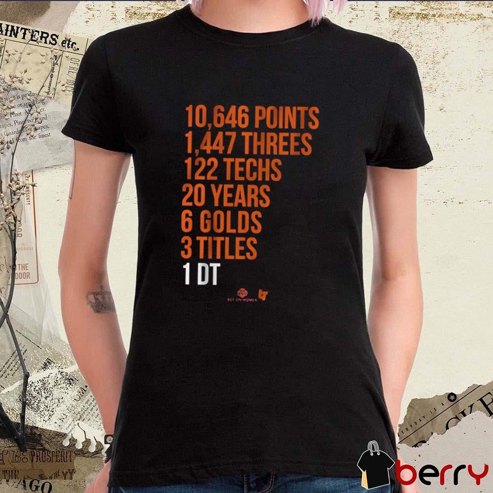 Diana Taurasi GOAT Stats 10,646 Points 1,447 Threes 122 Techs 20 Years 6 Golds 3 Titles 1 DT New t-shirt
