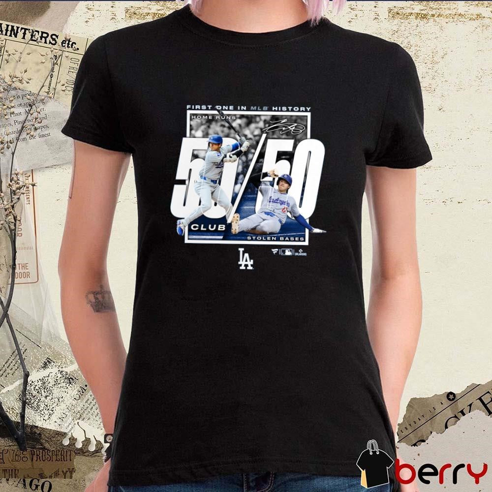 First One In MLB History Shohei Ohtani Los Angeles Dodgers 50 50 Club Signature t-shirt