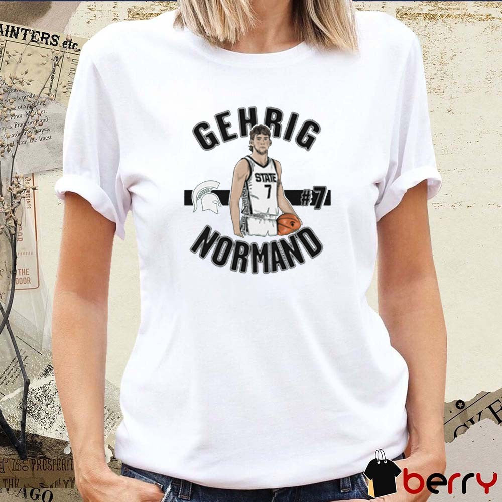 Gehrig Normand #7 Illustrated Forest Michigan State Spartans basketball NCAA Graphic t-shirt