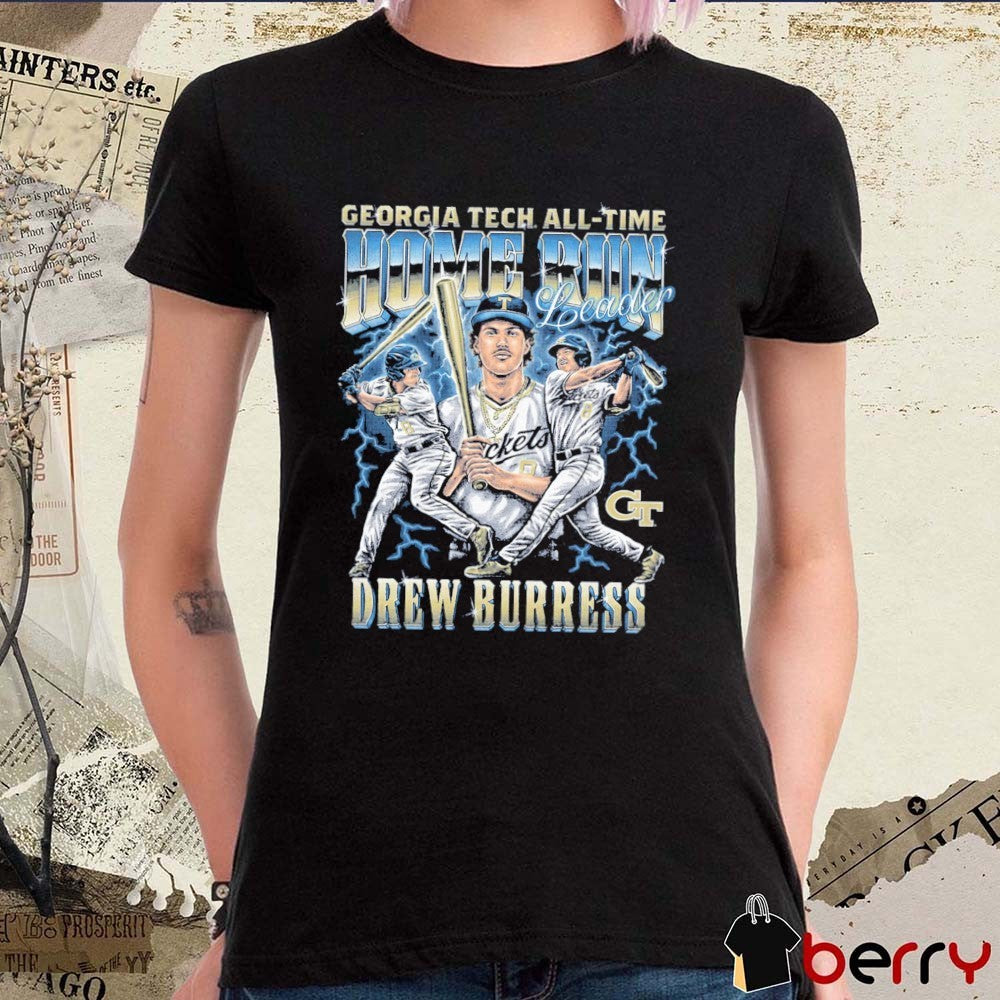 Georgia Tech Yellow Jackets 8 Drew Burress All-Time Home Run Leader Record Commemorative t-shirt