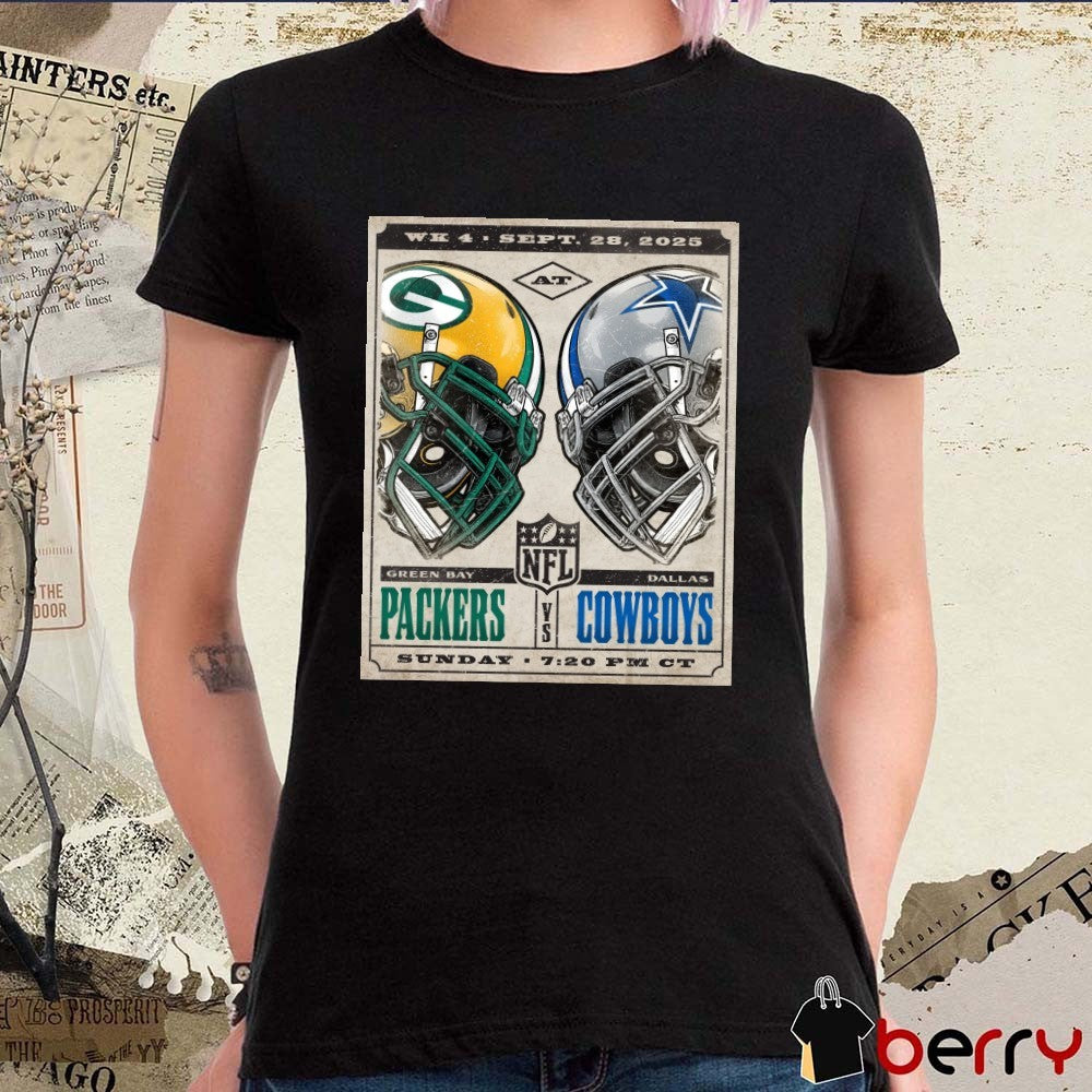 Green Bay Packers Vs Dallas Cowboys Week 4 NFL September 28, 2025 Helmet Poster t-shirt
