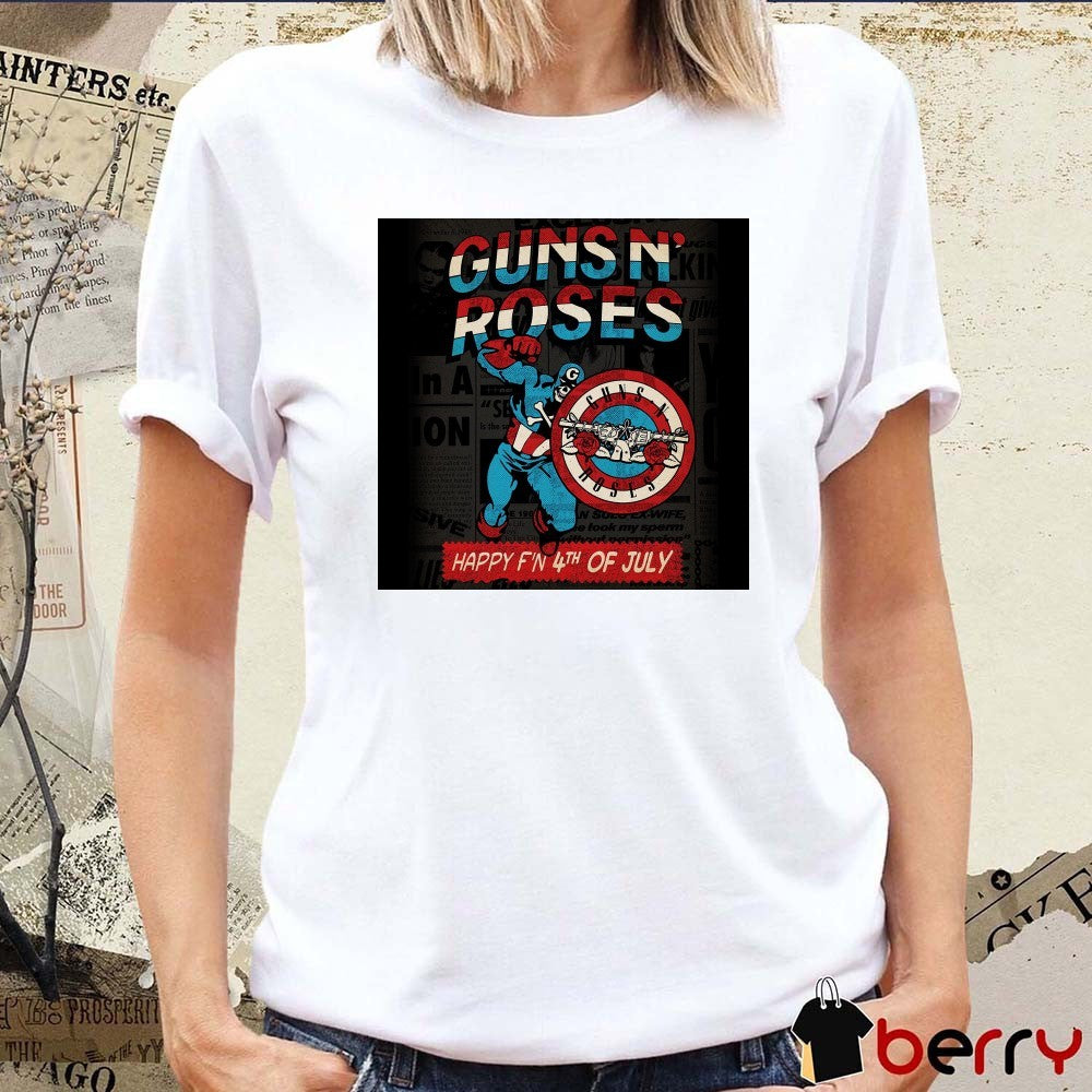 Guns N’ Roses Happy 4th of July 2025 Captain America Inspired Art Poster t-shirt