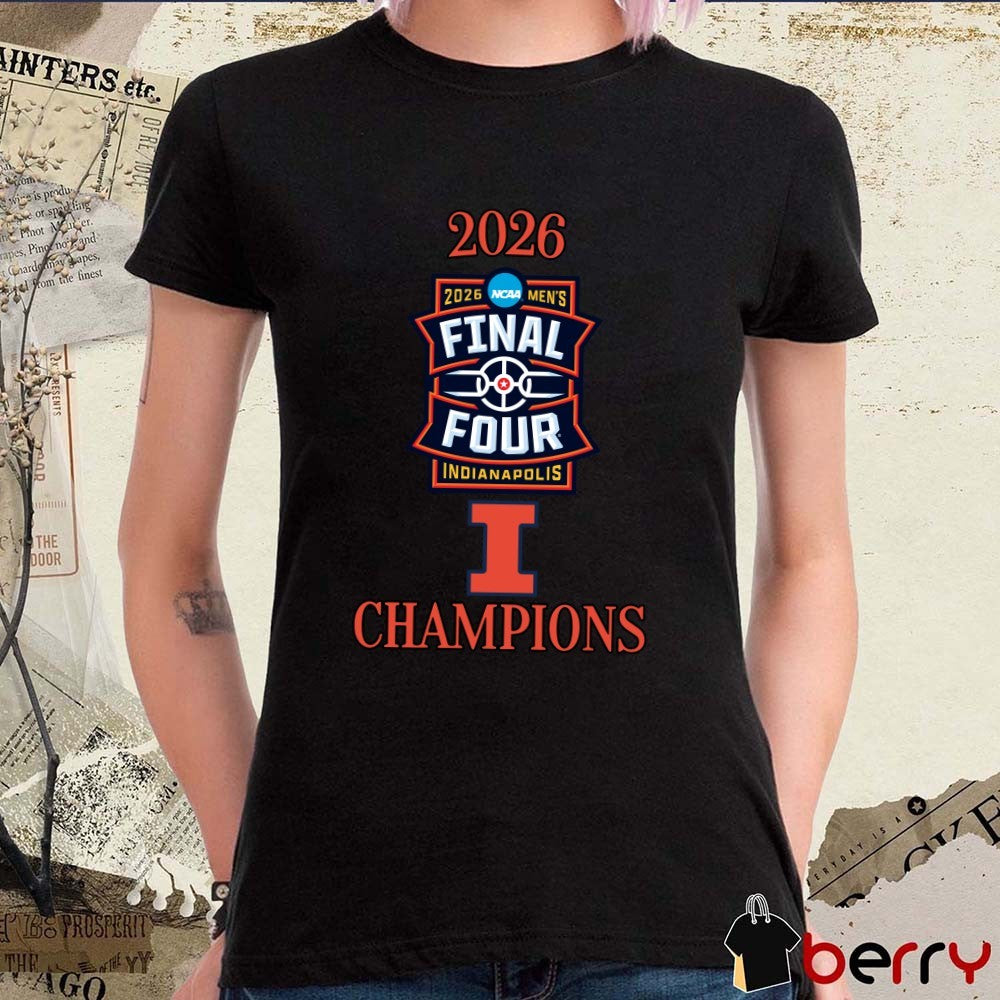 Illinois Fighting Illini 2026 NCAA Men’s March Madness Final Four Indianapolis Champions Logos t-shirt