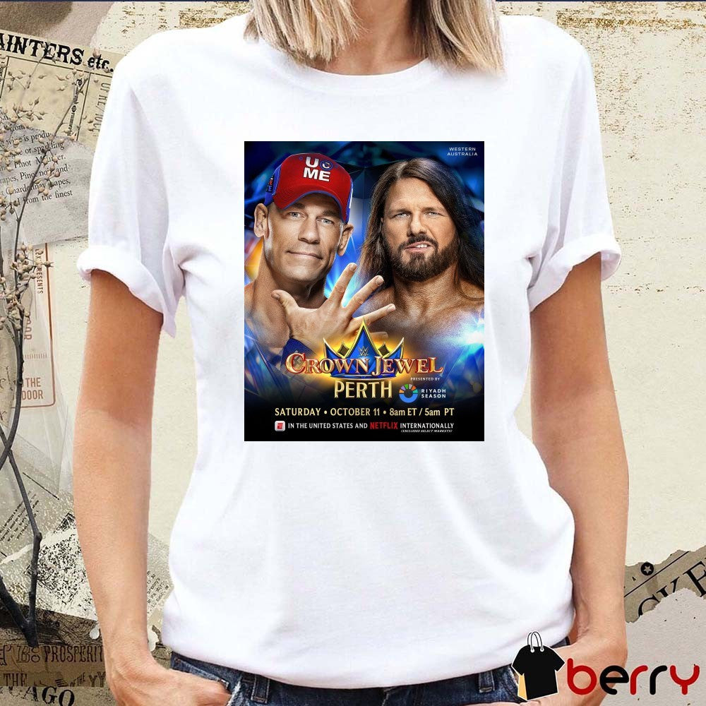 John Cena and AJ Styles WWE Crown Jewel in Perth, Western Australia Saturday, October 11 2025 Poster t-shirt