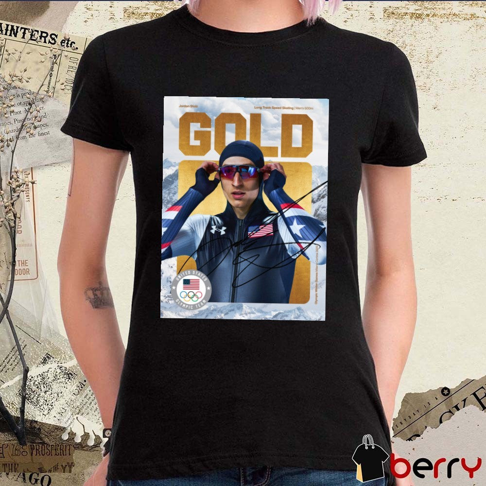 Jordan Stolz Long Track Speed Skating Men’s 500m Gold Medal Signature t-shirt