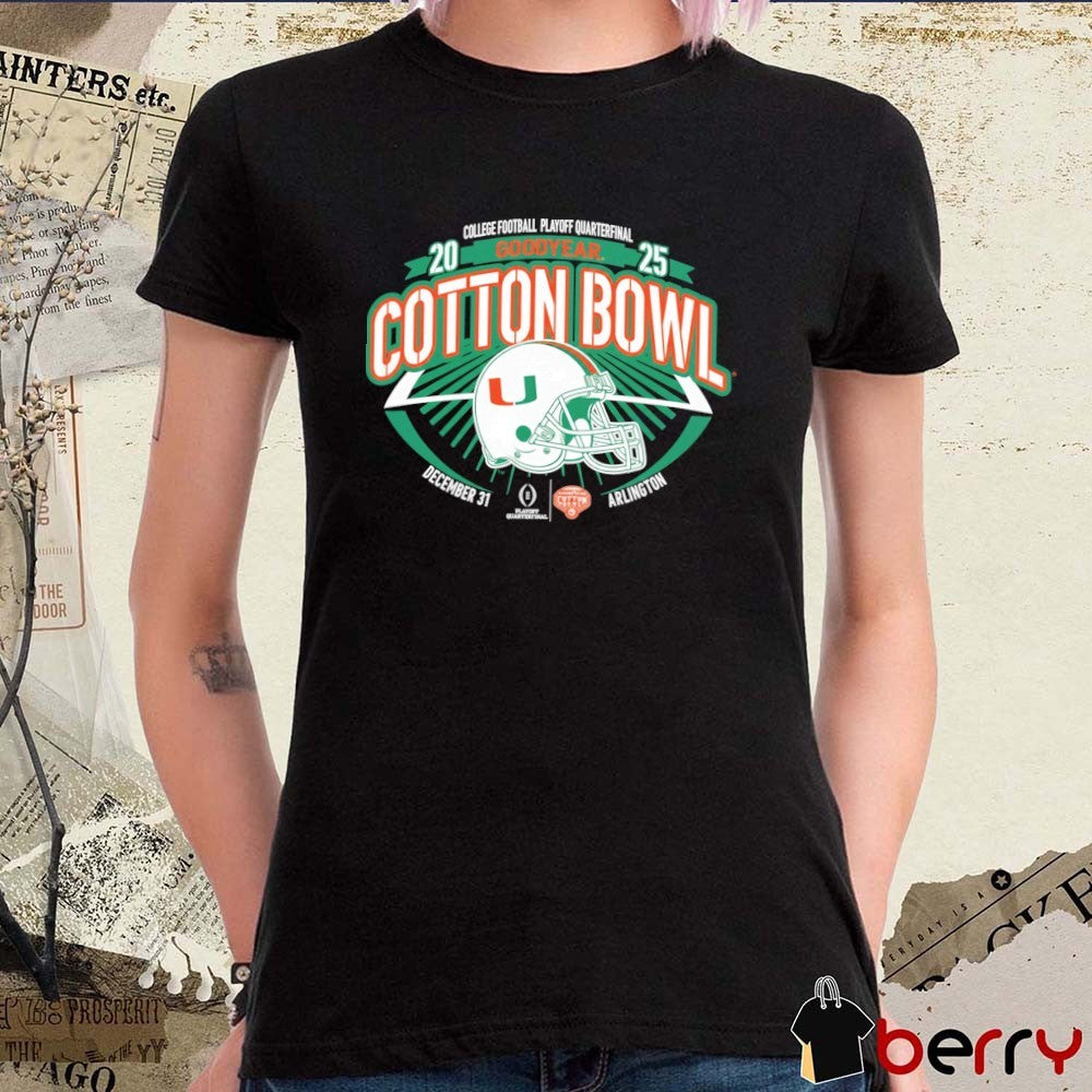 Miami Hurricanes 2025 College Football Playoff Quarterfinal Goodyear Cotton Bowl December 31 Arlington Retro t-shirt
