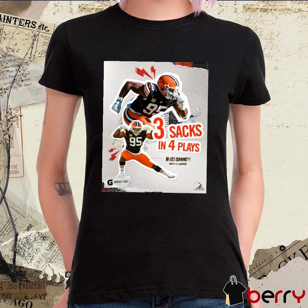 Myles Garrett Cleveland Browns Week 9 Vs Los Angeles Chargers 3 Sacks In 4 Plays Poster t-shirt