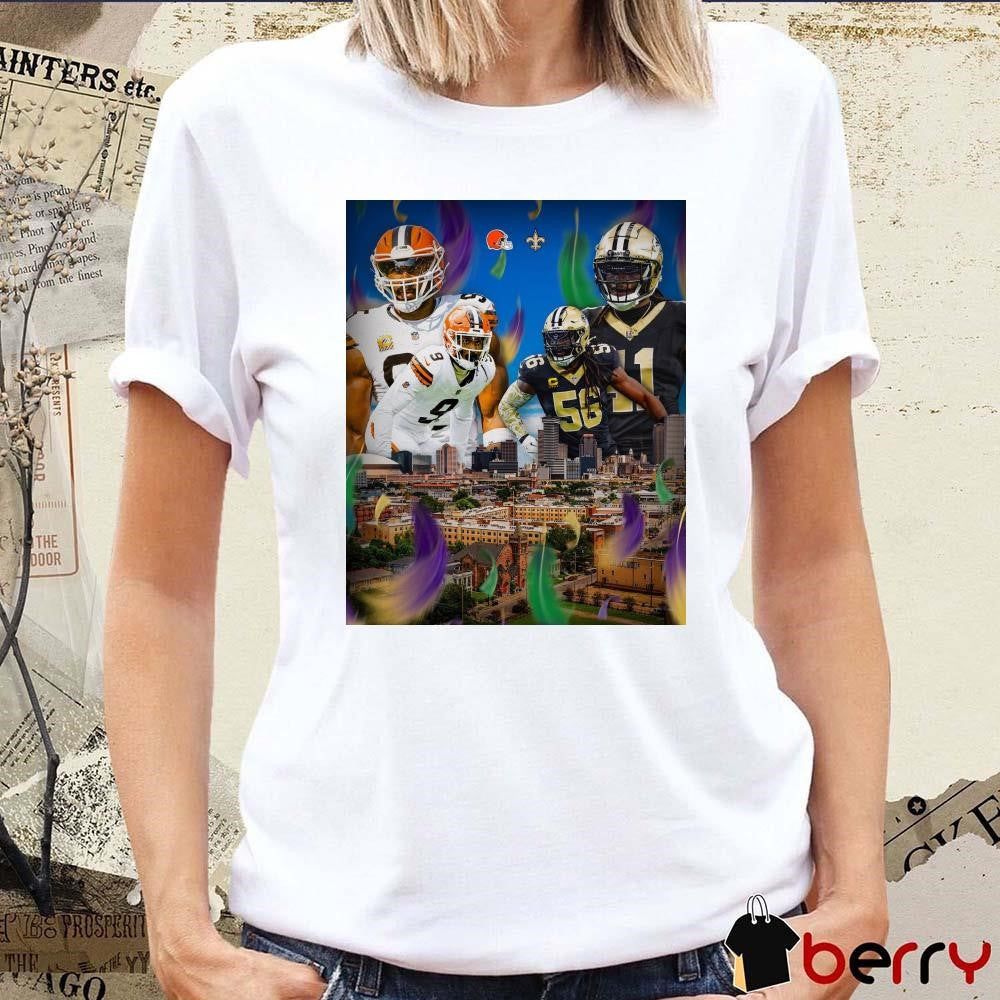 NFL Cleveland Browns Vs New Orleans Saints See You Soon NOLA Poster t-shirt