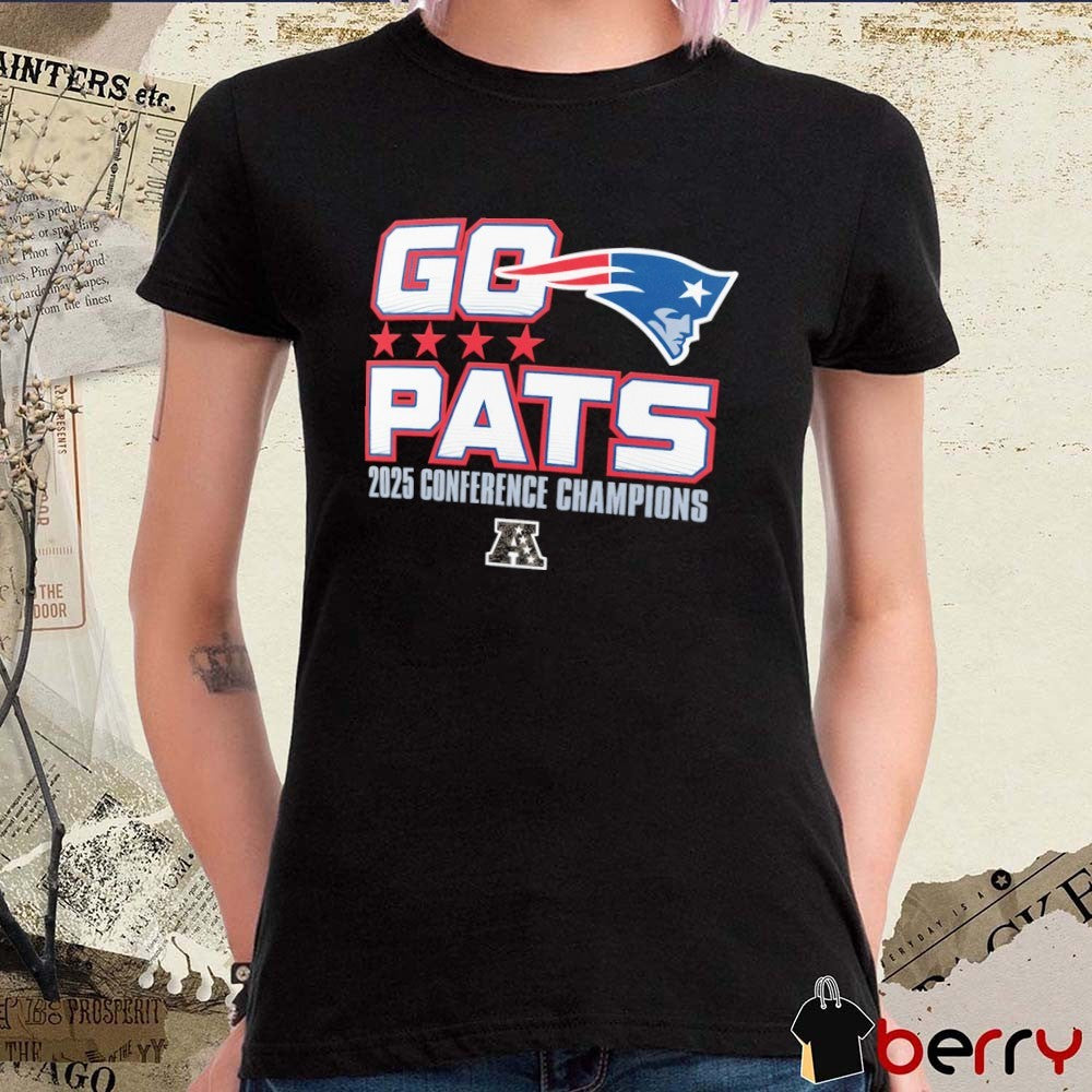 New England Patriots Go Pats 2025 AFC Champions Hometown Logos Fan t-shirt