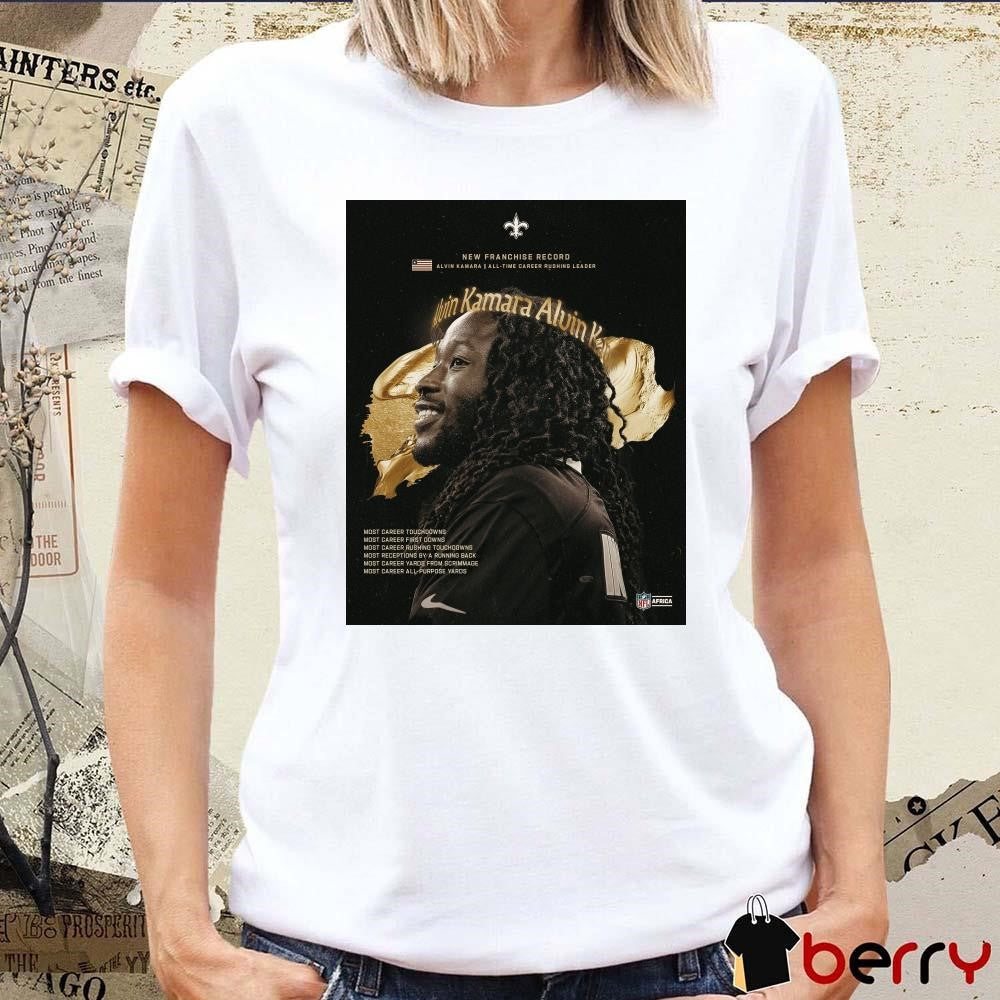 New Franchise Record Alvin Kamara All-Time Career Rushing Leader New Orleans Saints NFL Poster t-shirt