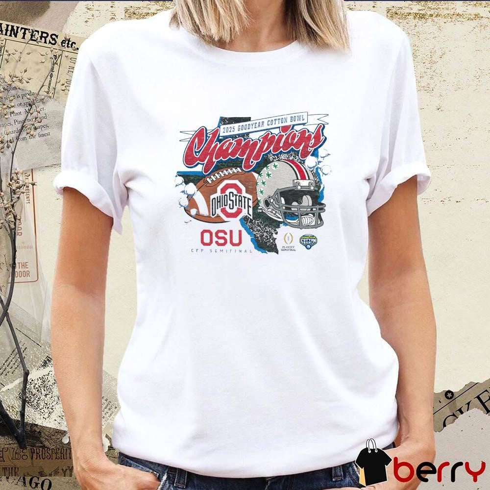 Ohio State Buckeyes NCAA 2025 Goodyear Cotton Bowl Champions OSU CFP Semifinal Helmet Vintage t-shirt