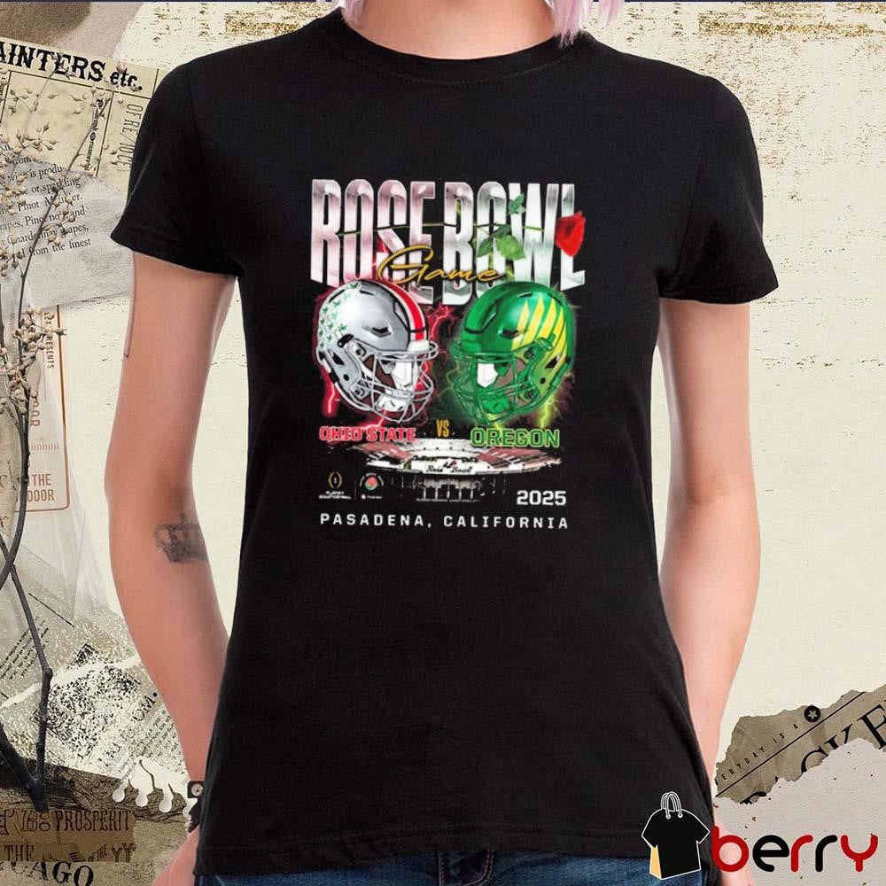 Ohio State Buckeyes Vs Oregon Ducks 2025 Rose Bowl Game Head to Head Pasadena California Helmet t-shirt