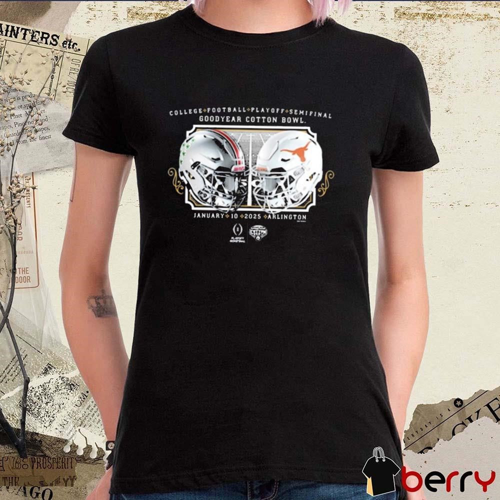 Ohio State Buckeyes Vs Texas Longhorns CFP Semifinal 2025 Goodyear Cotton Bowl Bound Jan 10 2025 Arlington Helmet t-shirt