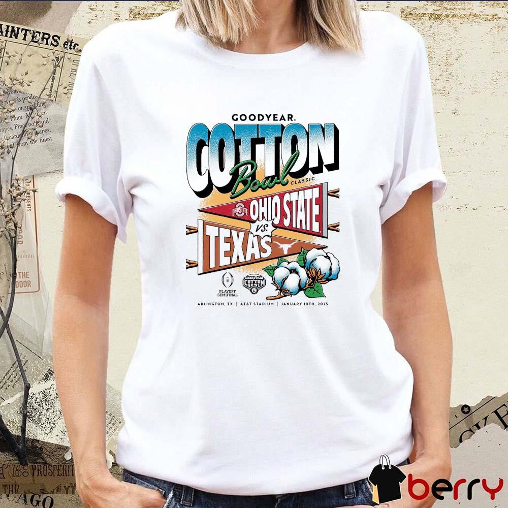 Ohio State Buckeyes Vs Texas Longhorns NCAA College Football Playoff Semifinal 2025 Goodyear Cotton Bowl Classic Head-To-Head Jan 10th t-shirt