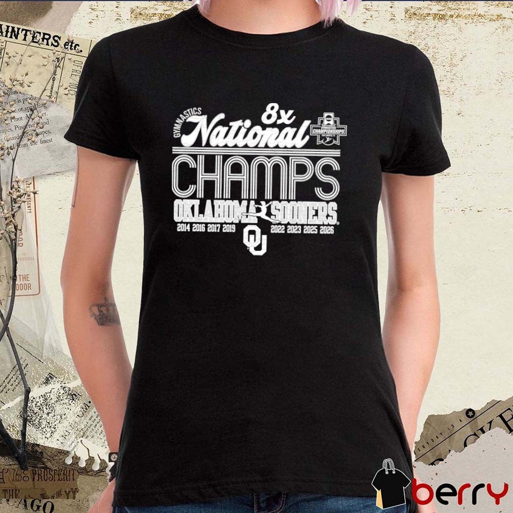 Oklahoma Sooners NCAA 2026 Women’s Gymnastics 8-Time National Champions 2014-2026 t-shirt