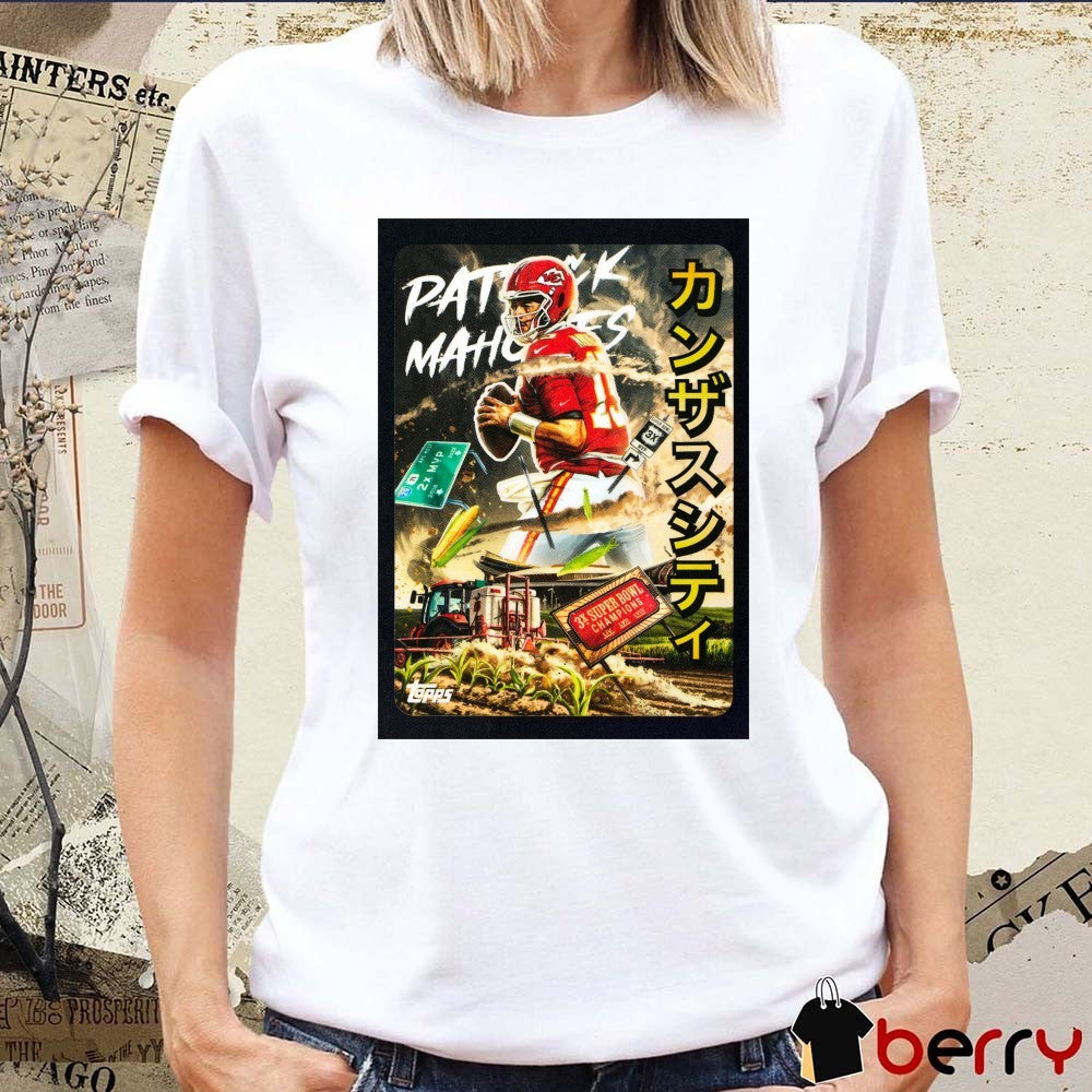 Patrick Mahomes Kansas City Chiefs 3x Super Bowl Champions Topps Chrome Football t-shirt