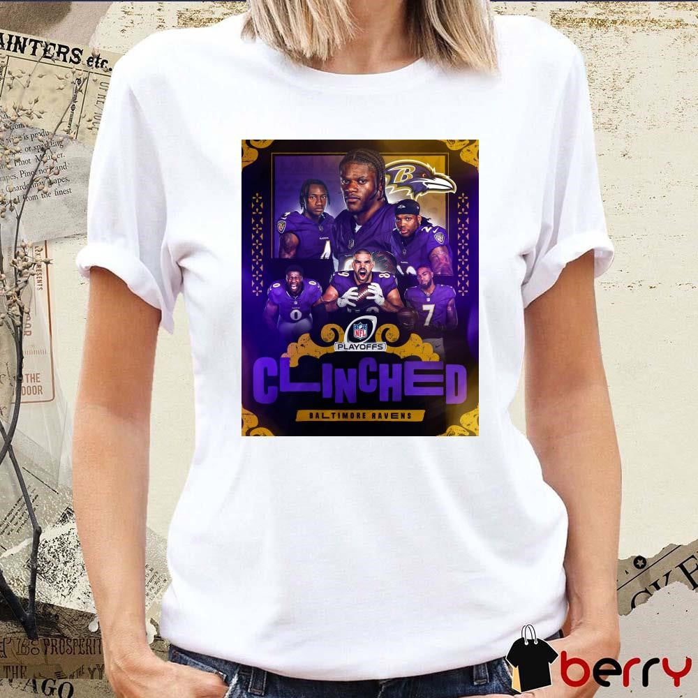 Poster Baltimore Ravens vs Pittsburgh Steelers NFL Playoffs 2024 Clinched Postseason t-shirt
