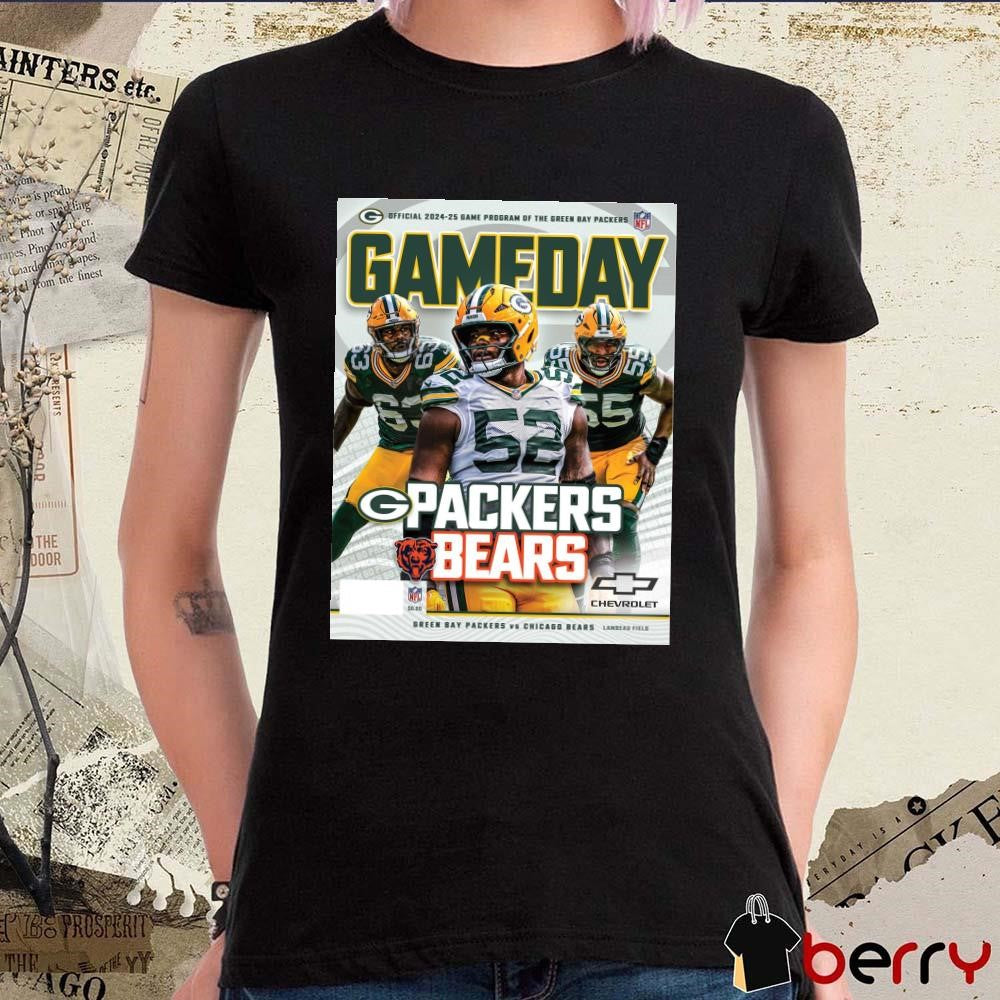 Poster Gameday Green Bay Packers Vs Chicago Bears 2024-25 Game Program Of The Packers NFL Lambeau Field t-shirt