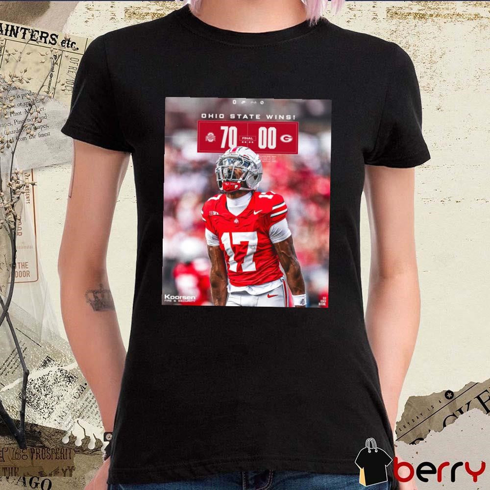Poster Ohio State Buckeyes Win Grambling State Tigers Final Score 70 – 00 t-shirt