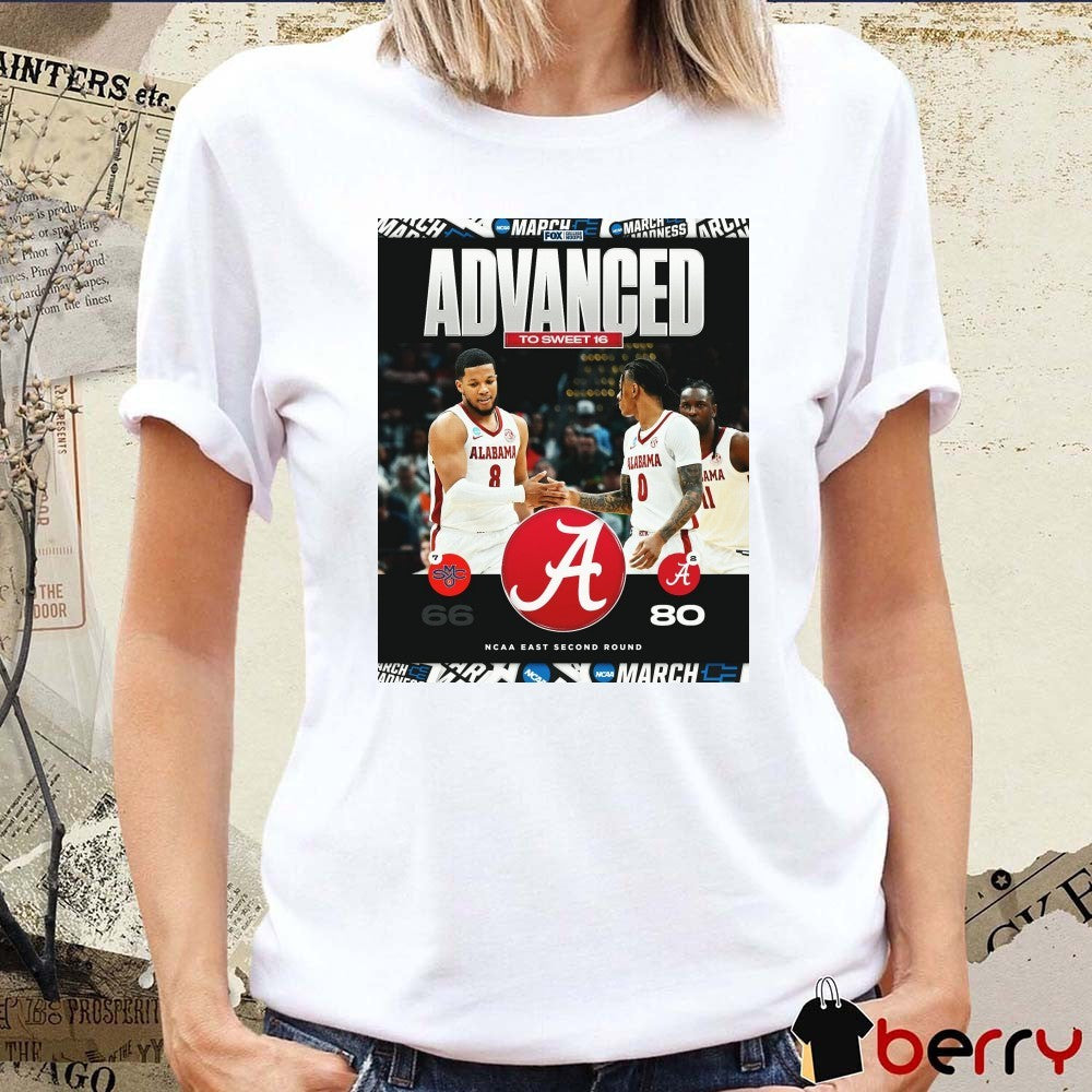 Saint Mary’s Gaels Vs Alabama Crimson Tide Final Score 66 – 80 Advanced To Sweet 16 NCAA East Second Round t-shirt