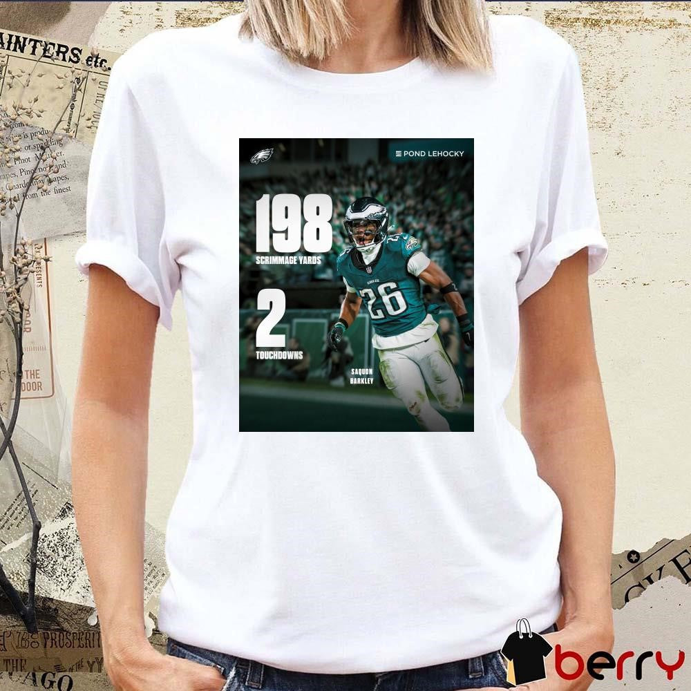Saquon Barkley 198 Scrimmage Yards 2 Touchdowns Philadelphia Eagles NFL Poster t-shirt