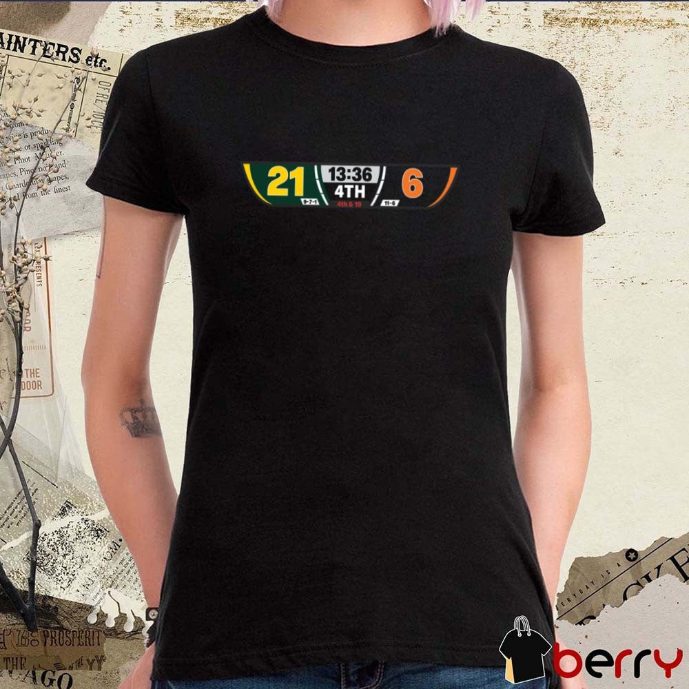 The Scoreboard 4th & 19 Chicago Bears Vs Green Bay Packers Final 21-6 t-shirt