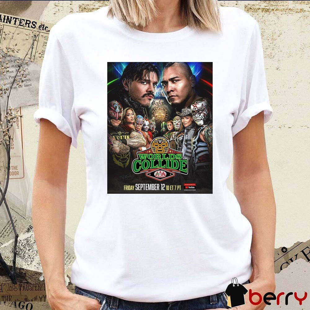 WWE x AAA Worlds Collide Las Vegas Friday, September 12, 2025 Poster t-shirt