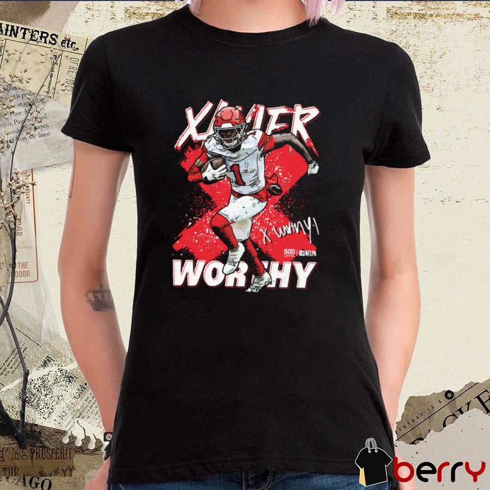 Xavier Worthy Kansas City Chiefs Football NFLPA Cross Signature Painting t-shirt