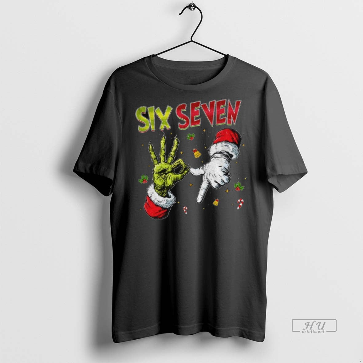 Officials Six Seven 6 7 Floral Santa Hat Viral Joke Christmas Tee Shirt Sweater