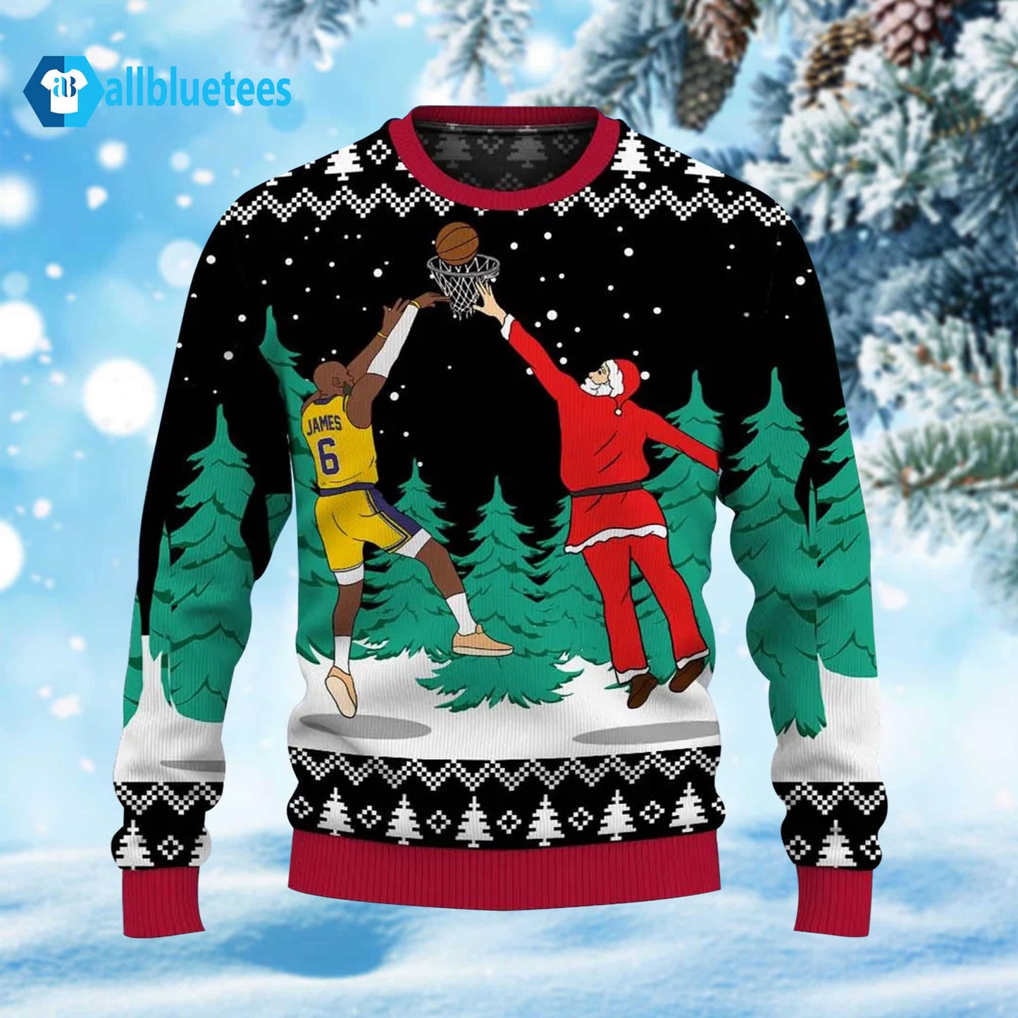 Santa And LeBron James Ugly Christmas Sweater