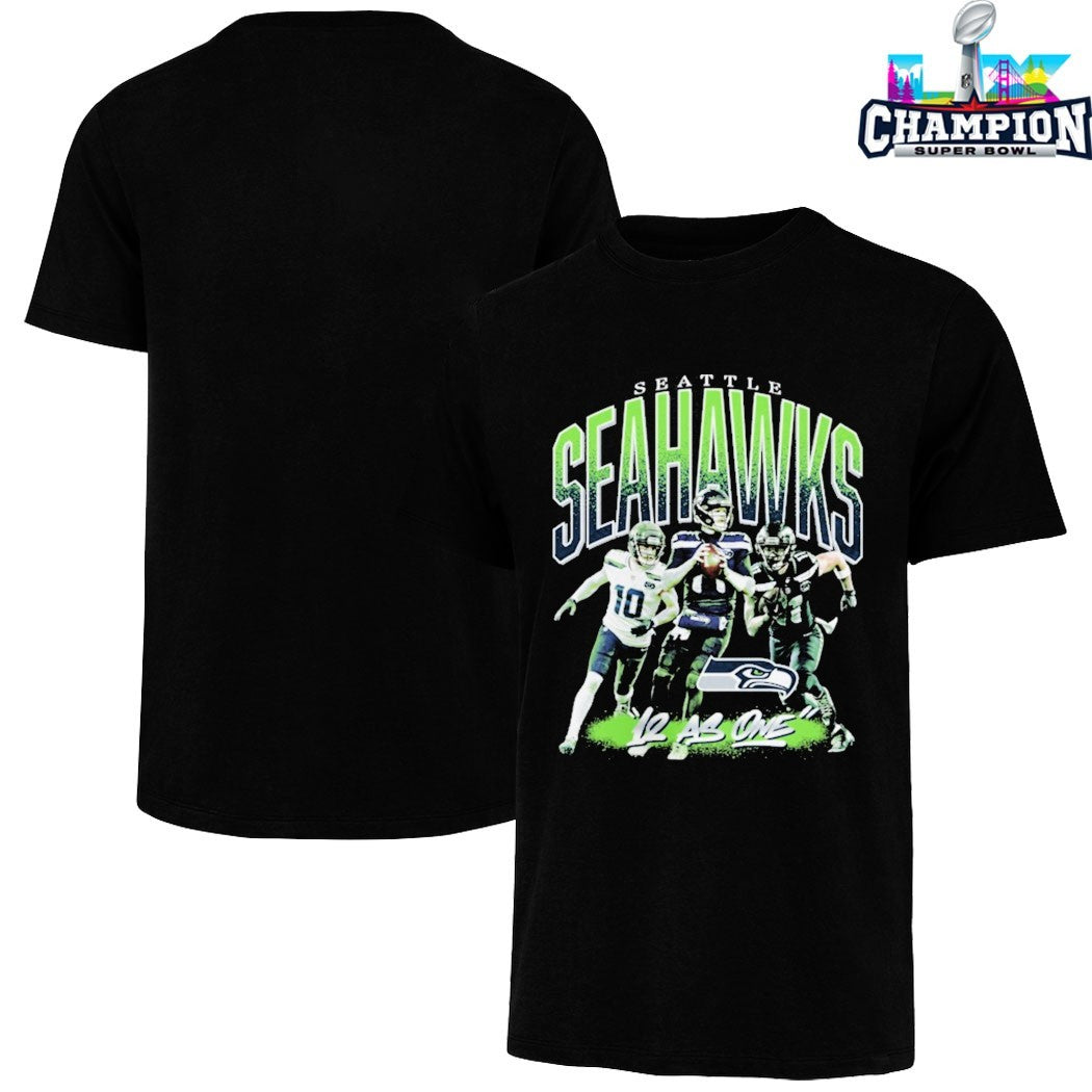 Seattle Seahawks Black 12 As One Loose T-Shirts